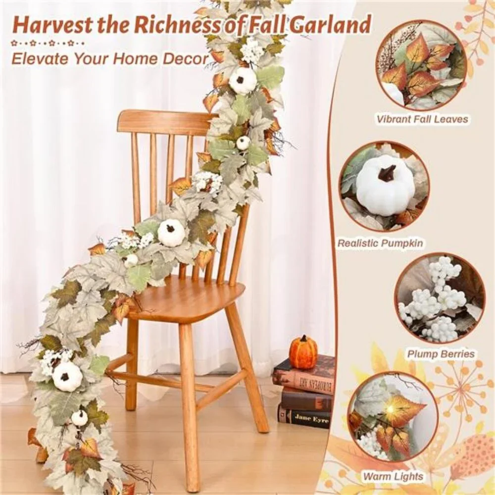 Fall Decorations for Home, 5.9Ft Fall Garland for Mantle, Fall Leaves Garland